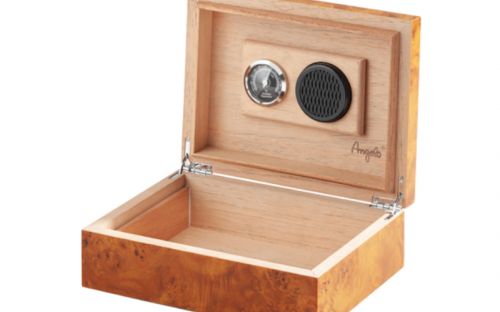 Humidor für 30 Zigarren, spanischer Zedernholz mit Befeuchter, Hygrometer - hellbraun bruyere + Geschenkset!