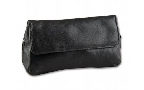 Pfeifentasche aus Leder für 2 Pfeifen - schwarz (16x9x5,5cm)