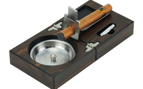 Zigarren Aschenbecher Set - Holz, braun
