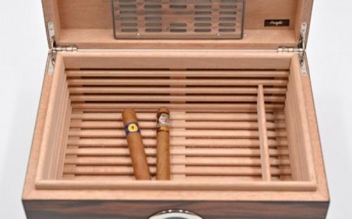 Humidor - Luxury Dunkelbraun, gestreifte, spanischer Zeder, für 50 Zigarren
