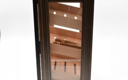 Humidorschrank - Dunkelbraun, Glastür, spanischer Zeder, für 80 Zigarren