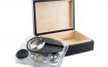 Humidor mit GeschenkSet - schwarz, spanischer Zeder, für 30 Zigarren - Achenty!