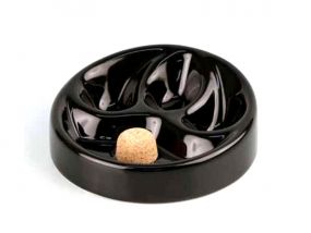 Pfeifen Aschenbecher für 3 Pfeifen - schwarz Keramik, rund