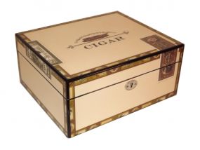 Humidor - hellbraun-lackiert, spanischer Zeder, für 30 Zigarren