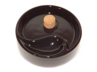Pfeifen Aschenbecher für 1 Pfeife - schwarz Keramik, rund