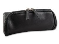 Pfeifentasche für 2 Pfeifen - schwarz, Leder (18x7x8cm)